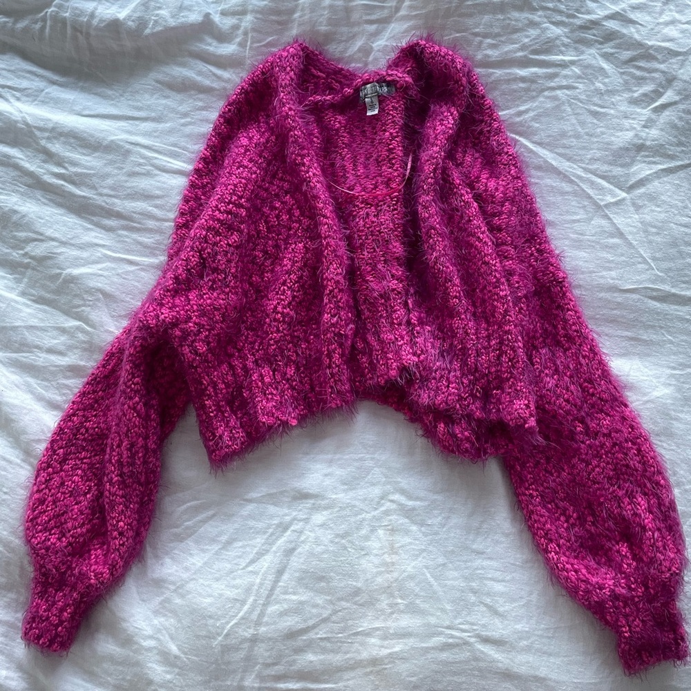 Urban Outfitters Hot Pink  Crop Cardigan Sweater